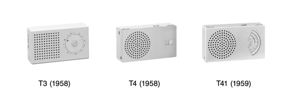 Radio tascabile Braun T3 disegnata da Dieter Rams