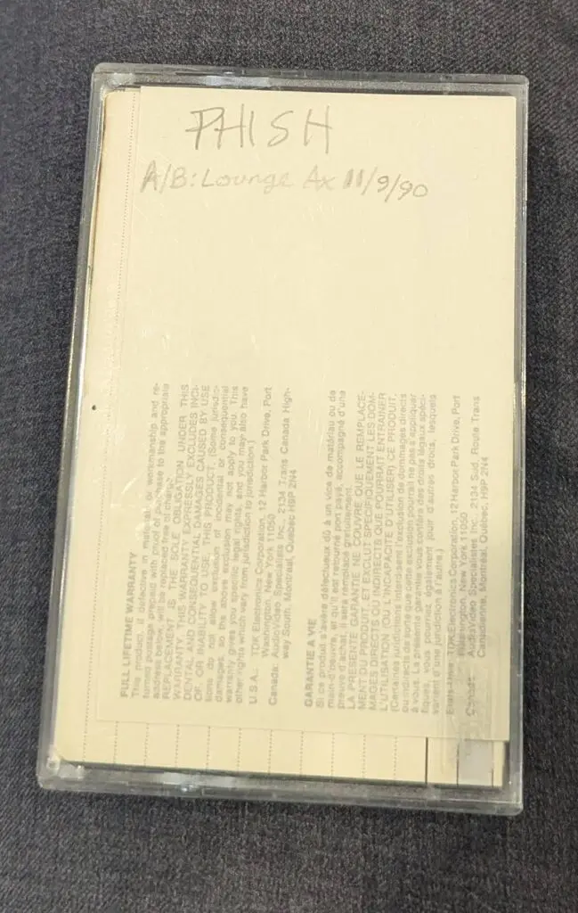 Cassetta master del set d'apertura dei Phish al Lounge Ax, 1990